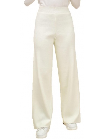 γυναικείο πλεκτό παντελόνι μονόχρωμο εκρού 18712
