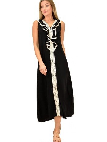 γυναικείο φόρεμα με φραμπαλά μαύρο 10649