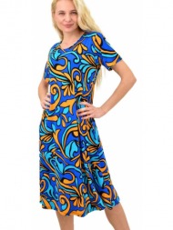 γυναικείο φόρεμα φλοράλ για μεγάλα μεγέθη μπλε ρουά 14209
