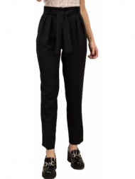 γυναικείο παντελόνι με υφασμάτινη ζώνη μαύρο 18842