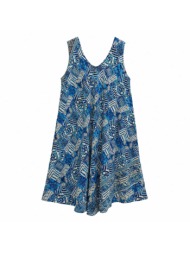 plus size midi φόρεμα με γεωμετρικό μοτίβο μπλε ρουά 27358
