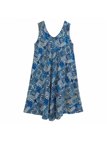 plus size midi φόρεμα με γεωμετρικό μοτίβο μπλε ρουά 27358