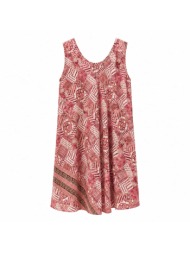 plus size midi φόρεμα με γεωμετρικό μοτίβο κόκκινο 27361