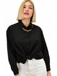 γυναικείο πουκάμισο με αποσπώμενο κολιέ μαύρο 18882