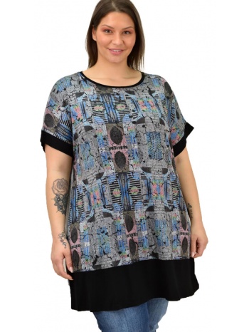 μπλουζοφόρεμα εμπριμέ με στρας γκρι 2079