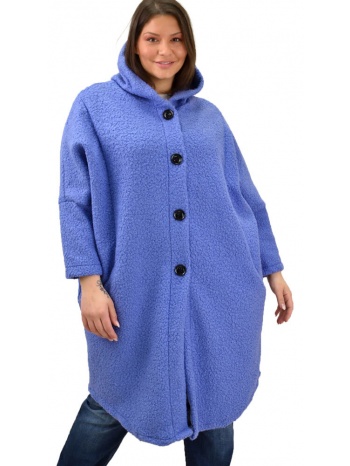 γυναικείο παλτό μπουκλέ oversized μωβ 19043