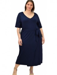 γυναικείο μίντι φόρεμα για μεγάλα μεγέθη μπλε σκούρο 19050