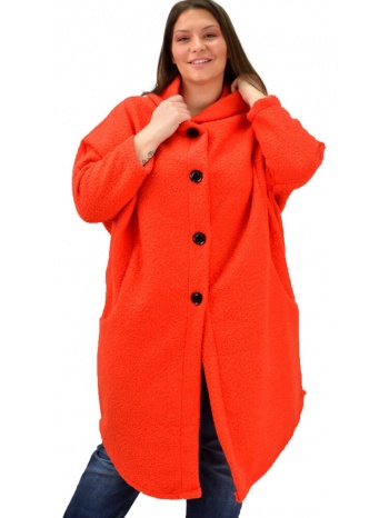 γυναικείο παλτό μπουκλέ oversized πορτοκαλί 19028