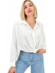 γυναικείο πουκάμισο ασύμμετρο λευκό 19355