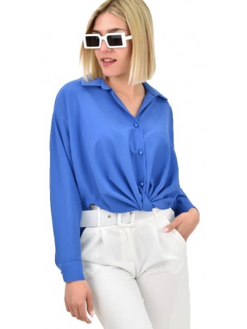 γυναικείο πουκάμισο ασύμμετρο μπλε 19349