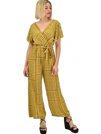 γυναικεία ολόσωμη φόρμα με ζώνη μουσταρδί 19481