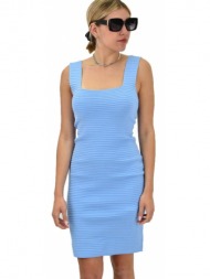 γυναικείο εφαρμοστό φόρεμα σε ανάγλυφο σχέδιο γαλάζιο 19941