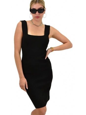 γυναικείο εφαρμοστό φόρεμα σε ανάγλυφο σχέδιο μαύρο 16034