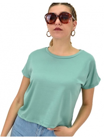 γυναικεία κοντομάνικη μπλούζα μονόχρωμη φυστικί 20263