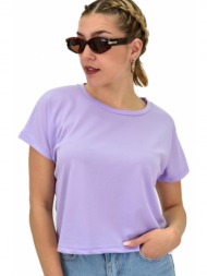 γυναικεία κοντομάνικη μπλούζα μονόχρωμη μωβ 20264
