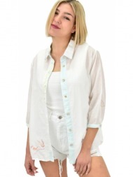γυναικείο πουκάμισο με κεντητές λεπτομέρειες εκρού 19605