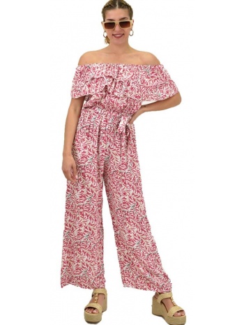 γυναικεία ολόσωμη φόρμα στράπλες ροζ 20314