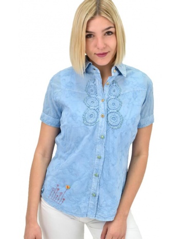 γυναικείο πουκάμισο με κεντήματα γαλάζιο 19602