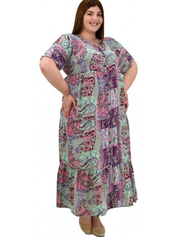 γυναικείο μεταξωτό boho φόρεμα με κουμπιά μέντα 20118