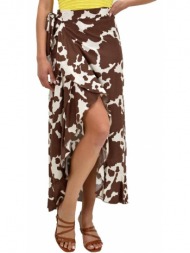 κρουαζέ φούστα με βολάν καφέ 20334