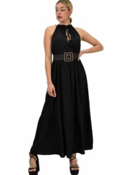 γυναικείο φόρεμα με άνοιγμα στο μπούστο χωρίς ζώνη μαύρο 20421