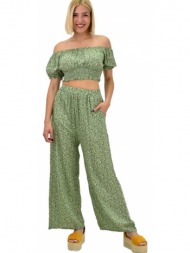 γυναικείο σετ φλοράλ με παντελόνα πράσινο 20708
