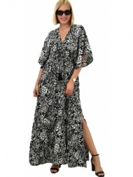 γυναικείο φόρεμα κρουαζέ με τρία τέταρτα μανίκι μαύρο 20787