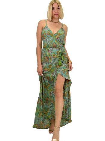 γυναικείο boho φόρεμα με κρόσια maxi βεραμάν 20959