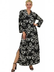 γυναικείο φόρεμα σατέν με μάο γιακά μαύρο 21023