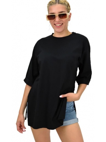 γυναικείο t-shirt μονόχρωμο oversized μαύρο 21103