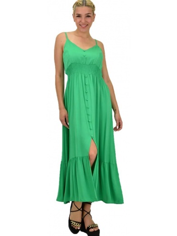 γυναικείο φόρεμα με τιράντες και σφιγγοφωλια πράσινο 21150