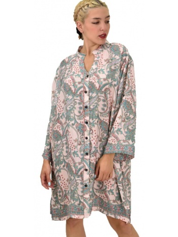 γυναικείο μεταξωτό boho midi φόρεμα απαλό ροζ 21009