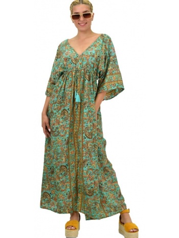 γυναικείο μεταξωτό boho φόρεμα με κρόσια βεραμάν 21182