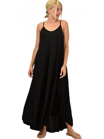 γυναικείο plus φόρεμα μονόχρωμο μαύρο 21410