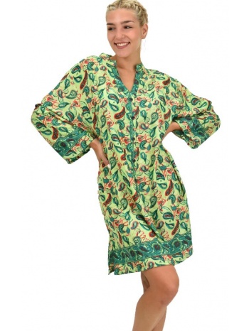 γυναικείο μεταξωτό boho midi φόρεμα πράσινο 21504
