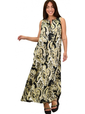 γυναικείο φόρεμα αμάνικο εμπριμέ εκρού 21674