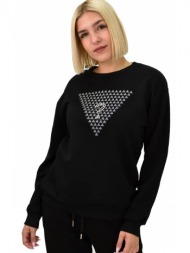 γυναικεία μπλούζα φούτερ με στρας μαύρο 21779