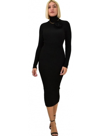 γυναικείο φόρεμα midi εφαρμοστό μαύρο 21852