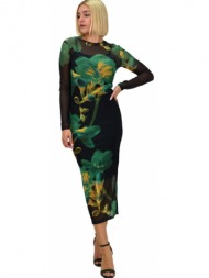 γυναικείο φόρεμα see through midi πράσινο 21861