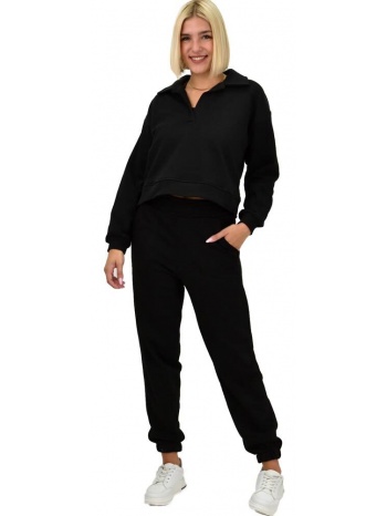 γυναικείο σετ φόρμας φούτερ μαύρο 21865