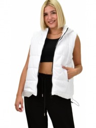 γυναικείο αμάνικο μπουφάν με κουκούλα λευκό 21761