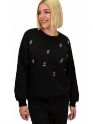 γυναικεία μπλούζα φούτερ με στρας μαύρο 21782