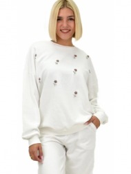 γυναικεία μπλούζα φούτερ με στρας λευκό 21783