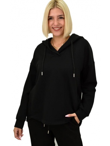 γυναικείο φούτερ ασύμετρο μαύρο 21793