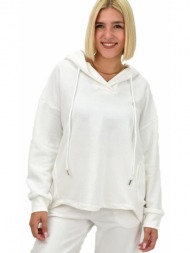 γυναικείο φούτερ ασύμετρο λευκό 21794