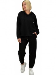 γυναικείο σετ φόρμας φούτερ μαύρο 21815