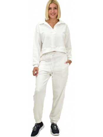 γυναικείο σετ φόρμας φούτερ λευκό 21825
