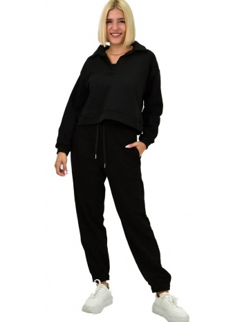 γυναικείο σετ φόρμας φούτερ μαύρο 21826
