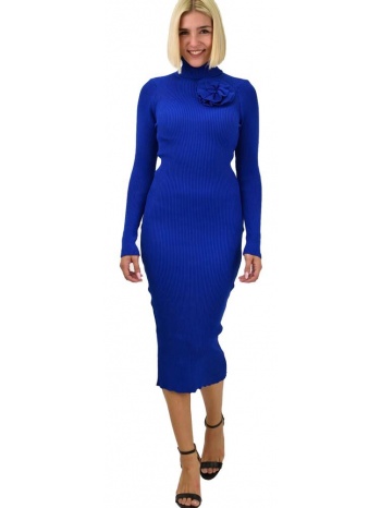 γυναικείο φόρεμα midi εφαρμοστό μπλε ρουά 21850
