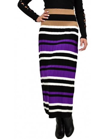 γυναικεία φούστα ριγέ midi μωβ 22082